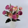 Venta Directa Transfronteriza Estilo Europeo 5 Puntas Brote de Té de Otoño Pequeño Ramo Flores Artificiales Adornos para Hotel Hogar Alojamiento Decoración de Boda Flores Artificiales
