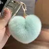 Lindo llavero de coche con forma de corazón de pelo de nutria, bola de felpa de moda, charm de mochila con forma de corazón, regalo