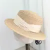 Chapéu de Palha com Fita Plissada e Ráfia, Topo Plano para Mulheres, Verão, Viagem, Férias, Proteção Solar, Retrô, Versátil, Aba Plana