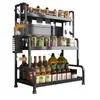 Estante de almacenamiento de cocina engrosado estante para condimentos portacuchillos tubo para palillos espacio libre superficie de mesa estante de almacenamiento multifuncional sin perforaciones