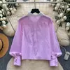 Camisa de Rayas Retro Francesa de Trabajo Pesado para Mujer 2026 Otoño Casual Manga Larga Holgada Top de Temperamento para el Trabajo