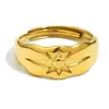 Anillo Pulsera de Acero Inoxidable Chapado en Oro de 18K Estilo Ins Nuevo Transfronterizo Europeo y Americano Versátil Simple Elegante Anillo Abierto Estrella Polar