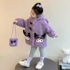 Casaco Infantil Outono Inverno 2026 Novo Estilo Fashionável Crianças Kuromi Lã de Cordeiro Forrado Engrossado Roupas de Inverno para Bebê Menina