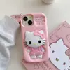 Funda de Silicona Rosa Linda y Femenina de Hello Kitty para Teléfono Adecuada para Iphone17/16/15Promax Anticaídas