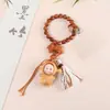 Colgante Estrella Curativa Linda de Madera Arcoíris Borla Tejida a Mano Llavero de Tuya Colgante Decoración para Bolso