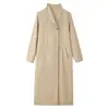 Fábrica de Origen Transfronteriza Gabardina Elegante para Mujer con Cuello Alto Ultralarga Corte Recto Color Sólido Abertura Trasera Delgada Chaqueta de Oficina