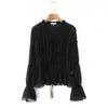 Ropa Nueva de Primavera 2026 para Mujer de Aliexpress Transfronterizo Camisa de Gasa con Cuello en V y Corbata Holgada con Pliegues Camisa Protectora Solar