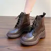 ¡Súper cómodo de llevar! Estos elegantes zapatos de cuero con cordones y suela de plataforma son perfectos para mujeres bajitas.. Nueva colección otoño 2026, botines casuales de piel suave