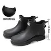 Botas de lluvia rojas populares transfronterizas para hombres y mujeres, zapatos de goma antideslizantes de caña corta para exteriores para parejas, botas de lluvia Chelsea, zapatos de cocina
