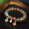 Pulsera Danza del León Cornucopia Estilo Chino Nuevo Retro Estilo Étnico Pulsera de Cristal Torre Amarilla Pulsera de Cascabeles Danza del León Turismo en Templos