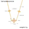 Collar de Cuatro Hojas de Zirconia Súper Brillante Doble Capa y Hermoso Conjunto de Pulsera Ou Maika Europeo y Americano Acero Inoxidable Chapado en Oro para Mujer