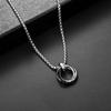 Colar Masculino de Anel com Três Argolas Pingente Hip-hop Moderno Pingente Personalizado Japonês e Coreano Corrente para Suéter Joias Acessórios de Pingente em Aço Titânio