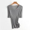 CHAO é magro! Camiseta Base Feminina Shimadzu Seamless Peça Única 18 Pontos Lã Solúvel em Água Gola V Manga Média Primavera
