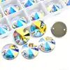 Rhinestones de Cristal Blanco AB Base Dorada Cosidos a Mano, Rhinestones de Fondo Plano Doble Agujero, Forma de Marquise Satélite Accesorios de Ropa DIY
