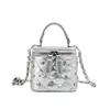 Bolso pequeño cuadrado de cadena con incrustaciones de diamantes de estilo coreano de lujo ligero para mujer, bolso de mano casual versátil, bolso de hombro y bandolera elegante para el trabajo
