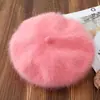 2025 Nuevo Boino de Terciopelo de Visón de Pelo Largo para Mujer Otoño e Invierno Lindo y Dulce Más Fácil de Combinar Sombrero Octogonal Sombrero de Pintor Tejido