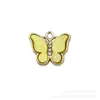DIY Diamante de Punto Colorido Mariposa Aleación Gota de Aceite Accesorios Colgante Pequeño Collar Pendientes Dibujos Animados Colgante para Teléfono Móvil Joyería