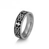 Anillo Retro Creativo para Hombre Anillo Personalizado Nicho de Alta Gama con Cruz Negra Anillo de Acero Inoxidable de 6 mm de Ancho