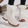 Botas de nieve altas para mujer de talla grande transfronterizas, botas de esquí, zapatos de algodón de invierno para temperaturas bajo cero, botas cálidas para senderismo al aire libre con forro polar