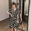 Vestido de Mujer 2026 Verano Nuevo Cuello en V Adelgazante Rejuvenecedor Corazón de Encaje Chifón Super Hada Cintura con Cordones Vestido de Línea A