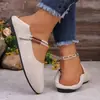 Sapatos Rasos Femininos de Bico Redondo, Estilo Europeu e Americano, Tamanho Grande, Slip-On, Mocassins Casuais de Bico Redondo, Estilo Étnico, Sapatos para Todas as Estações