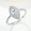 Anillo de Plata S925 para Mujer con Piedra Principal Moissanita en Forma de Marqués con Montura de Halo, Suministro Directo de Fábrica, Joyería de Lujo Ligero