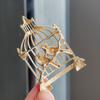 Broche con forma de jaula de pájaro, nuevo, elegante y sencillo, estilo retro, galvanizado, con ramillete de pájaro y animal que gotea, venta al por mayor