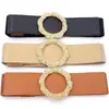Cubierta de Cintura Ancha de Girasol Decorativa Versátil para Vestido Traje Cinturón Elástico Abrigo Suéter Accesorios Cinturón Ajustado a la Cintura con Hebilla Redonda