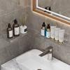 Wow Caja de Almacenamiento Plegable Transparente para Montar en la Pared Lavabo de Baño Estante Organizador de Cosméticos Sin Perforaciones