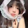 Pañuelo para la cabeza estilo pastoral francés, pañuelo triangular de encaje blanco, banda para el cabello, punta francesa, foto de moda, cibercelebridad, flor