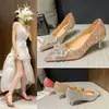 Zapatos de Mujer Elegantes Versátiles Cómodos con Lazo 2025 Primavera/Verano Nuevo Estilo Coreano Tacones Altos Brillantes con Lentejuelas para Mujer