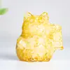 Gato de la FortunaLucky Fortune CatFigura de Gato de Cristal Natural Encapsulada en Resina, Mascota de Tienda, Decoración de Escritorio para Atraer la Fortuna