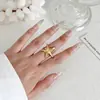 Anillo Abierto de Acero Inoxidable con Forma de Estrella de Mar Transfronterizo Personalidad Tendencia Estilo Minimalista Anillo Simple Versátil Anillo para Dedo Índice