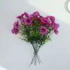 Venta al por mayor transfronteriza Amazon Ramo Artificial de Pensamiento de 7 Ramas con Eucalipto para Decoración de Interiores del Hogar y Jardín Exterior