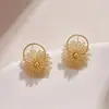 Aretes metálicos, estilo europeo y americano, extragrandes con diseños florales diseñados por computadora