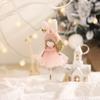 Decoraciones navideñas linda chica con orejas de conejo y alas sosteniendo varita de hada colgante de muñeca adornos para árbol de Navidad