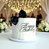 Decoração de Bolo Feliz Aniversário Estilo Ins Transfronteiriço para Homens, Plug-in com Letras Manuscritas, Decoração Lateral de Bolo em Acrílico