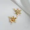 Pingente de Laço Rosa Banhado a Ouro 14K Flor Pendurado Individual Duplo Material DIY Artesanal Acessórios de Joia