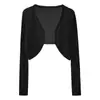 Cárdigan de punto de verano para mujer, top corto, chaleco combinado con pantalones casuales, chaqueta exterior negra, chal protector solar de manga larga
