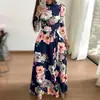 Desejo Amazon Outono 2026 Novo Estilo Europeu e Americano Estampa Floral Manga Curta Vestido Evase Roupas Femininas