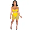 C5176 Moda Verão Novo Produto Sexy Alça Fina Cor Sólida Malha de Seda Leite Transparente Justa ao Corpo Saia Curta Conjunto de Duas Peças para Mulheres