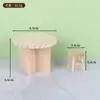 Móveis de Casa de Boneca Acessórios de Modelo Comida em Miniatura Cena de Brincadeira Banqueta Redonda Mesa Redonda Decoração Banqueta Redonda de Madeira de Bétula