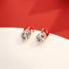 Pendientes de Lazo de Perla Estilo Chino Retro Pendientes de Borla de León Pendientes Rojos de Año Nuevo Cabeza de León