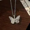 Colar Borboleta de Diamante Flash Estilo Coreano para Mulheres Borboleta Fresca Fofa Delicada Corrente de Clavícula Microincrustada Joias Super Fadas