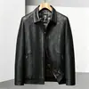 Jaqueta de Couro Masculina 2026 Inverno Gola Patchwork Jaqueta de Penas de Couro Espessada Isolante Térmico Quente Casual Roupa de Trabalho Casaco de Penas