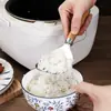 Colher de Arroz de Aço Inoxidável 304, Pá de Arroz, Colher Doméstica de Pé com Cabo Longo Feito de Jacarandá, para Servir e Pegar Arroz