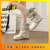Botas Versátiles de Capa con Suela Gruesa y Hebilla de Cuero 2026 Nuevos Retro Adelgazantes Punta Redonda Combinan Bien con Faldas Botines Versátiles Birkenstock
