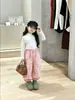Overol Rosa para Niñas Estilo Primavera y Otoño para Bebés y Niños Pequeños Pantalones de Pierna Ancha Multibolsillos Cintura Elástica Cordón Puños Elásticos Casuales Pantalones Largos