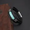 Pulseira Popular Natural de Pedra Olho de Tigre da Amazon para Homens com Fecho Magnético de Aço Inoxidável e Pulseira de Couro Genuíno Multicamada, Atacado em Estoque
