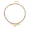 Nuevo Collar Colgante de Estrella de Ocho Puntas Estilo Chino para Mujer, Colgante de Estrella y Luna Estilo Melard, Collar Versátil con Cuentas de Colores para el Día a Día